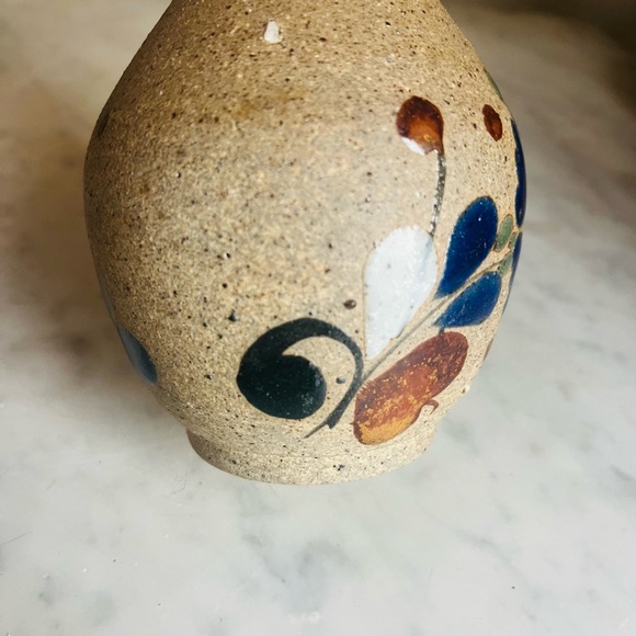 VTG 70s Hand Painted Folk Mexican Pottery Boho Ceramic Small Bud Vase Signed - Picture 3 of 8